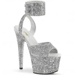 Pleaser ADORE-791LG Silver Glitter/Silver Glitter Platform Sandal Shoes