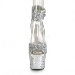 Pleaser ADORE-791LG Silver Glitter/Silver Glitter Platform Sandal Shoes