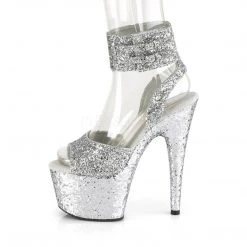 Pleaser ADORE-791LG Silver Glitter/Silver Glitter Platform Sandal Shoes