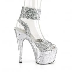 Pleaser ADORE-791LG Silver Glitter/Silver Glitter Platform Sandal Shoes