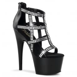 Pleaser ADORE-798 Black Faux Leather/Black Platform Sandal Boots