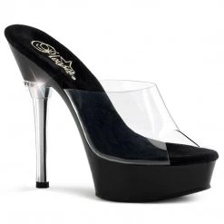 Pleaser ALLURE-601 Clear/Black Platform Sandal Shoes