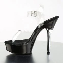 Pleaser ALLURE-608 Clear/Black Platform Sandal