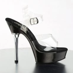 Pleaser ALLURE-608 Clear/Black Platform Sandal