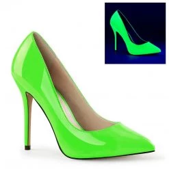 Pleaser AMUSE-20 Neon Green Patent Pump Shoes