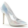 Pleaser Shoes AMUSE-20 Silver Hologram Pu Pump