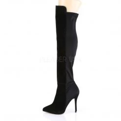 Pleaser AMUSE-2018 Black Suede-Nylon Knee Boot