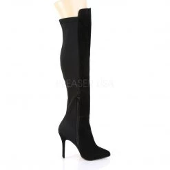 Pleaser AMUSE-2018 Black Suede-Nylon Knee Boot