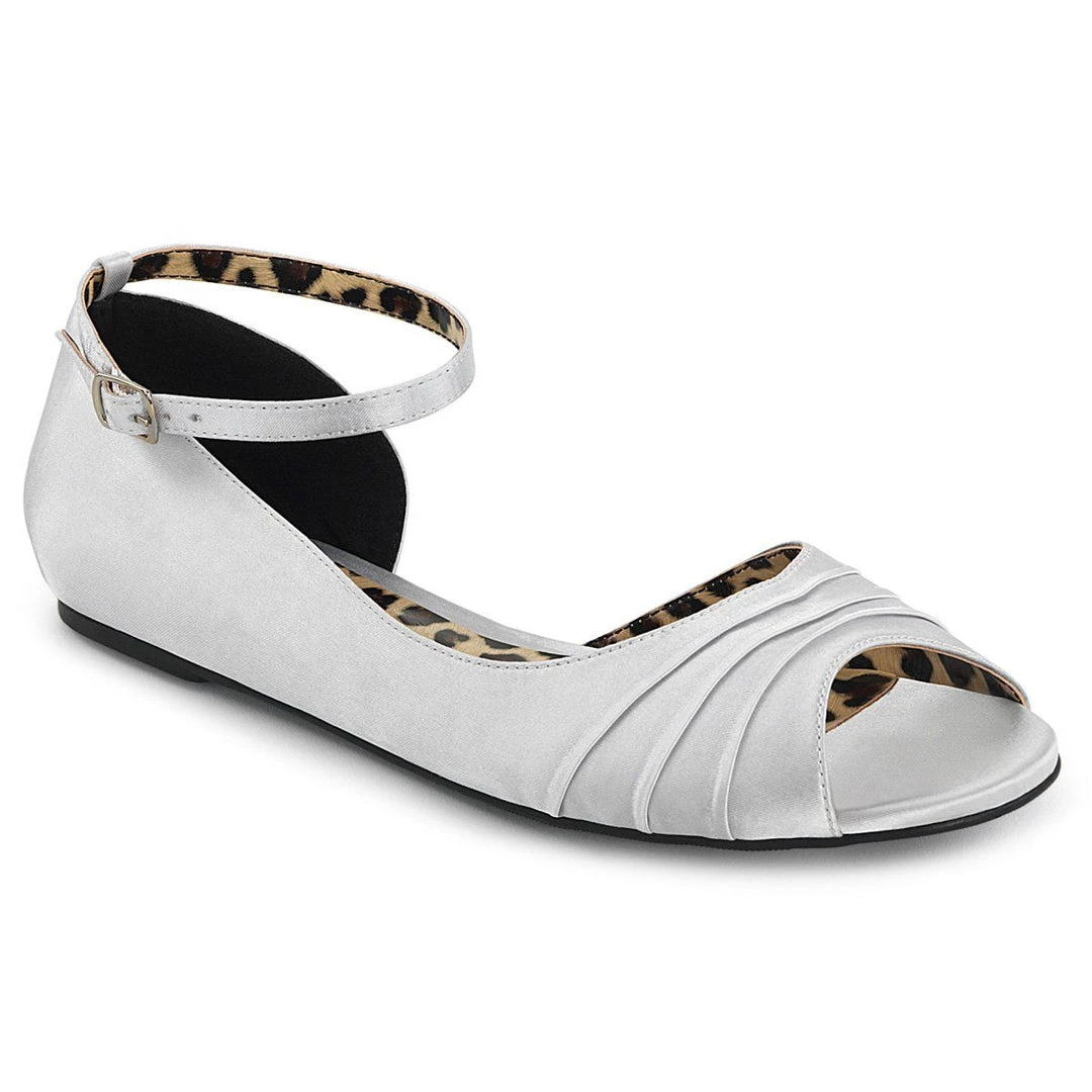 Pleaser Pink Label ANNA-03 Silver Satin Shoes 3 Pleaser Pink Label ANNA-03 Silver Satin Shoes