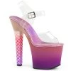 Pleaser Shoes ARIEL-708OMBRE Clear/Pink-Purple Ombre Platform Sandal