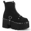 Demonia ASHES-100 Black Vegan Suede-Black Vegan Leather Ankle Boot