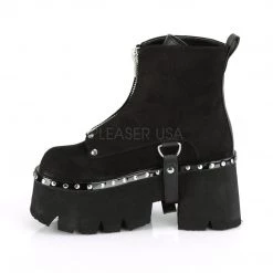 Demonia ASHES-100 Black Vegan Suede-Black Vegan Leather Ankle Boot 10 Demonia ASHES-100 Black Vegan Suede-Black Vegan Leather Ankle Boot