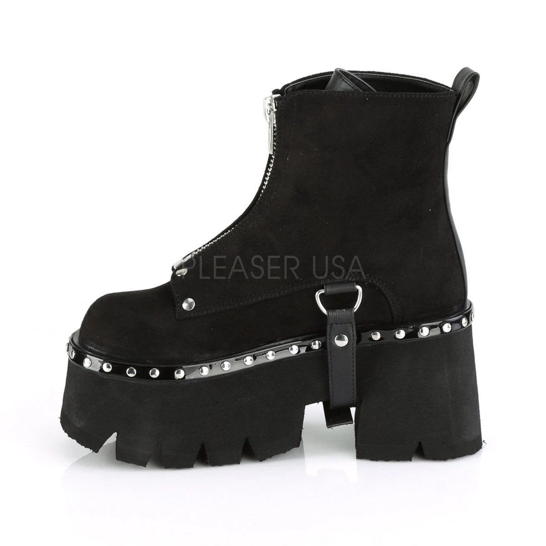 Demonia ASHES-100 Black Vegan Suede-Black Vegan Leather Ankle Boot 5 Demonia ASHES-100 Black Vegan Suede-Black Vegan Leather Ankle Boot