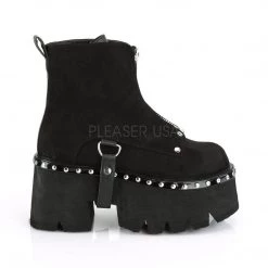 Demonia ASHES-100 Black Vegan Suede-Black Vegan Leather Ankle Boot 12 Demonia ASHES-100 Black Vegan Suede-Black Vegan Leather Ankle Boot