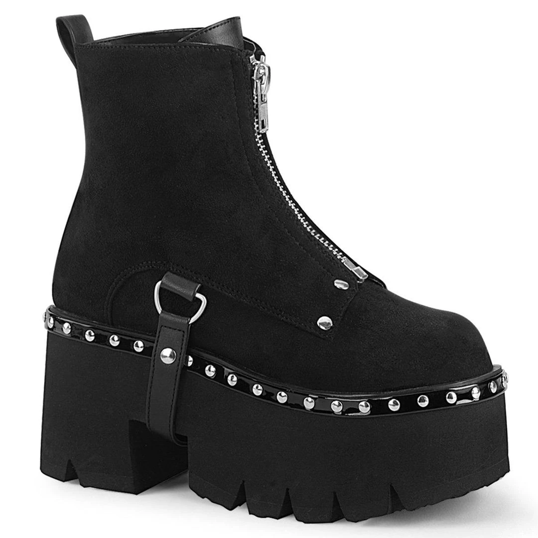 Demonia ASHES-100 Black Vegan Suede-Black Vegan Leather Ankle Boot 8 Demonia ASHES-100 Black Vegan Suede-Black Vegan Leather Ankle Boot