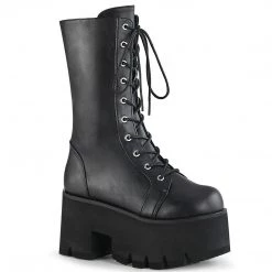 Demonia ASHES-105 Black Vegan Leather Mid-Calf Boot Boots