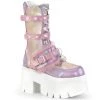 Demonia ASHES-120 Baby Pink-Lavender Holographic Patent Mid-Calf Boot Boots 2 Demonia ASHES-120 Baby Pink-Lavender Holographic Patent Mid-Calf Boot Boots