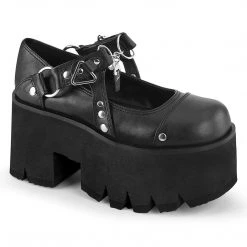 Demonia Shoes ASHES-33 Black Vegan Leather Mary Janes