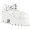 Demonia ASHES-33 White Vegan Leather Mary Janes
