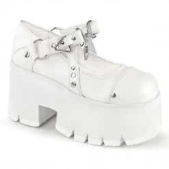 Demonia ASHES-33 White Vegan Leather Mary Janes