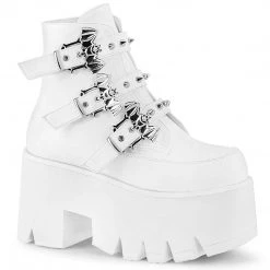 Demonia Boots ASHES-55 White Vegan Leather Ankle Boot