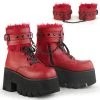 Demonia ASHES-57 Red Vegan Leather Ankle Boot
