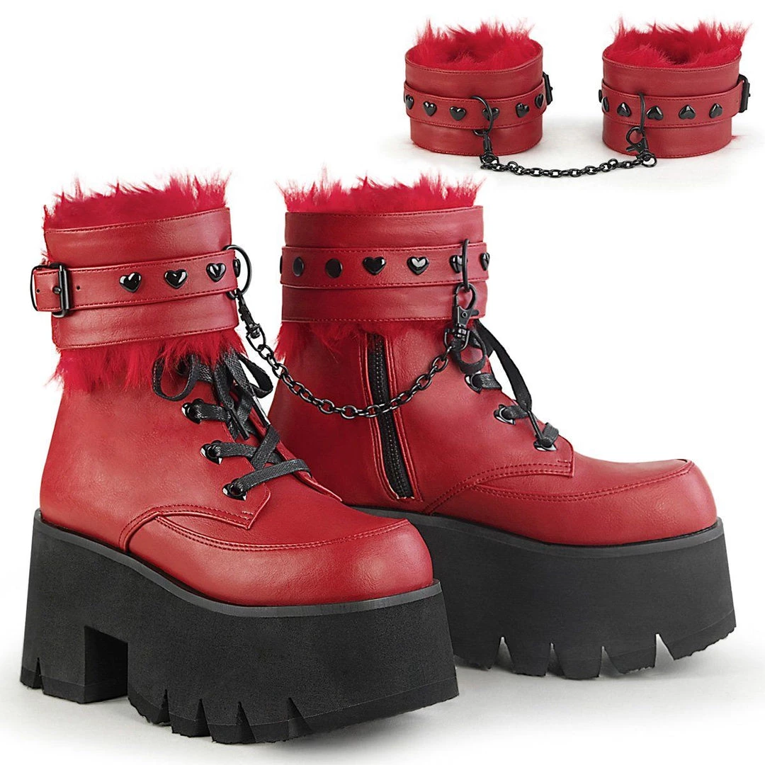 Demonia ASHES-57 Red Vegan Leather Ankle Boot 4 Demonia ASHES-57 Red Vegan Leather Ankle Boot