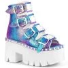 Demonia ASHES-70 Purple Multi Iridescent Vegan Leather Ankle Boot