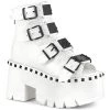 Demonia ASHES-70 White Vegan Leather Ankle Boot Boots