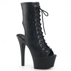 Pleaser ASPIRE-1016 Black Faux Leather Ankle Boot