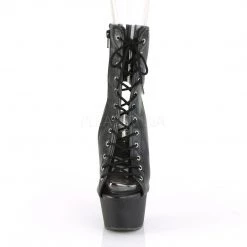 Pleaser ASPIRE-1016 Black Faux Leather Ankle Boot