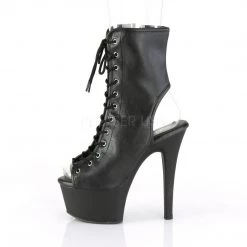 Pleaser ASPIRE-1016 Black Faux Leather Ankle Boot