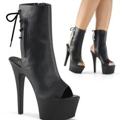 Pleaser ASPIRE-1018 Black Faux Leather Ankle Boot