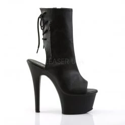 Pleaser ASPIRE-1018 Black Faux Leather Ankle Boot