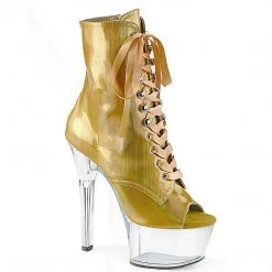 Pleaser Boots ASPIRE-1021BHG Gold Brushed Hologram/Clear Ankle Boot
