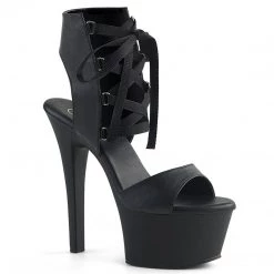 Pleaser ASPIRE-600-14 Black Faux Leather Platform Sandal