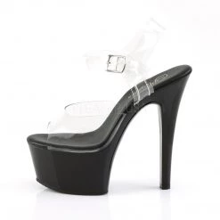 Pleaser ASPIRE-608 Clear/Black Platform Sandal Shoes