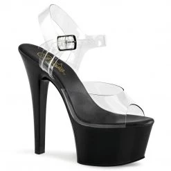 Pleaser ASPIRE-608 Clear/Black Platform Sandal Shoes