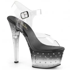 Pleaser Shoes ASPIRE-608STD Clear/Black-Clear Platform Sandal