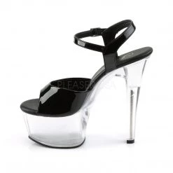 Pleaser Coming Soon (Pre-Order) ASPIRE-609 Black Patent/Clear Platform Sandal