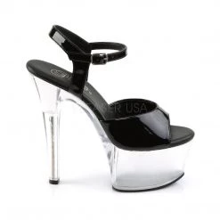 Pleaser Coming Soon (Pre-Order) ASPIRE-609 Black Patent/Clear Platform Sandal