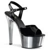 Pleaser ASPIRE-609 Black Patent/Silver Chrome Platform Sandal
