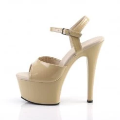 Pleaser ASPIRE-609 Cream Patent/Cream Platform Sandal Shoes