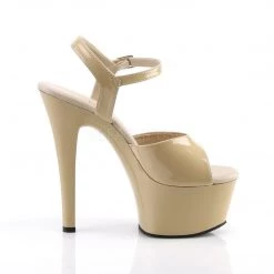 Pleaser ASPIRE-609 Cream Patent/Cream Platform Sandal Shoes