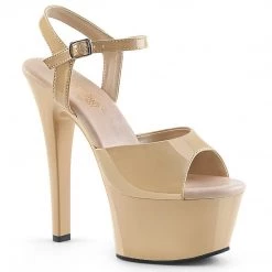 Pleaser ASPIRE-609 Cream Patent/Cream Platform Sandal Shoes