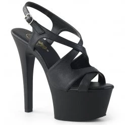 Pleaser ASPIRE-630 Black Faux Leather Platform Sandal Shoes
