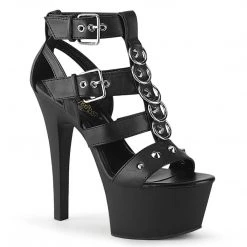 Pleaser ASPIRE-658 Black Faux Leather Platform Sandal Shoes