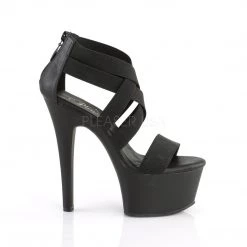 Pleaser ASPIRE-669 Black Elastic Band Platform Sandal
