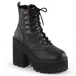 Demonia ASSAULT-100 Black Vegan Leather Ankle Boot