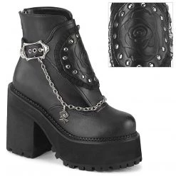 Demonia ASSAULT-55 Black Vegan Leather Ankle Boot